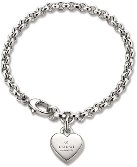 gucci trademark bracelet with heart pendant|gucci trademark heart silver bracelet.